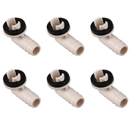 6X Luftkondisjoner AC Dreneringsslange Kobling Albuebeslag med Gummiring for Enheter og Vindus AC U