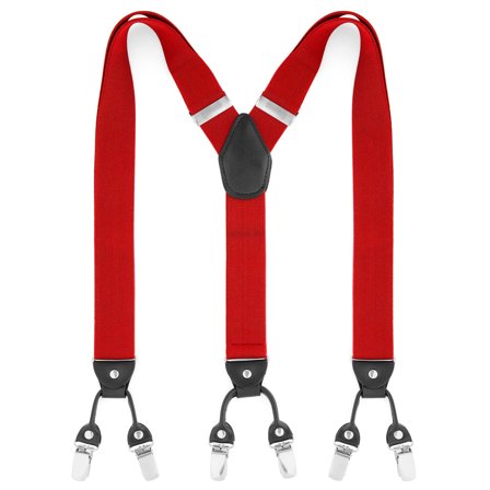 Brede Røde Bukseseler med Klyper for menn - Bukseseler med klyper