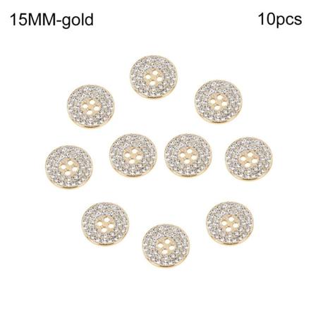 Metallknappar med strass, guld, 15 mm, 10 st gold 15MM10pcs-10pcs