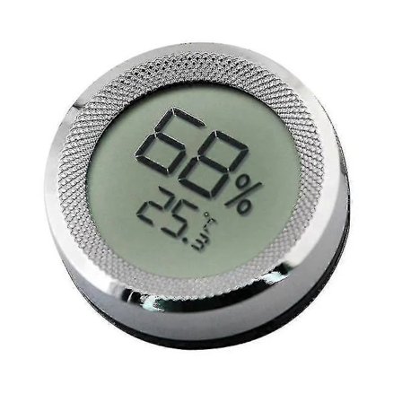 1 stk Sølv Sigar Humidor Hygrometer Mini Digital LCD-skjerm Sensor