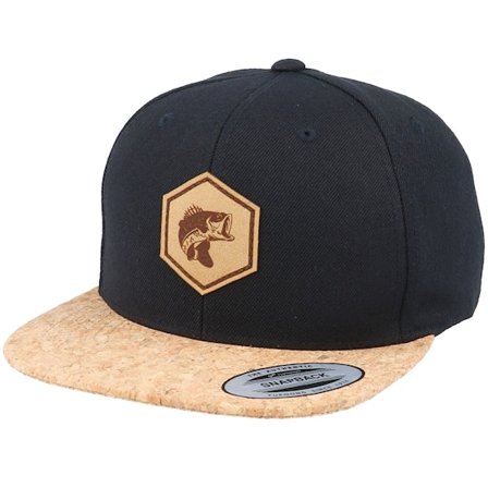 Skillfish - Noir snapback Casquette - Bass Fish Patch Black/Cork Snapback @ Hatstore