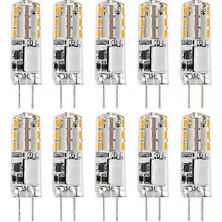 10 stk. G4 LED-pærer 12V AC/DC Varmt Hvid 3000K 2W, Dæmpbar