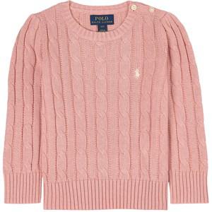 Kids - Ralph Lauren Adirondack Rose Heather Branded Cable Knit Sweater 4 Years - Jumpers and knitwear - 4 years - Pink