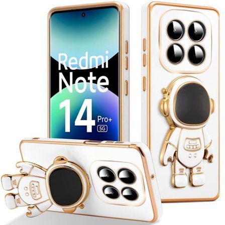 Fodral för Xiaomi Redmi Note 14 Pro Plus 5G/Note 14 Pro+ 5G, Silikon med Astronautstativ - Vit