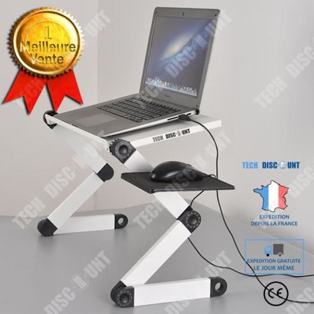 Fällbart skrivbordsstöd - TD - Aluminium - USB-gränssnitt - Fläkt - Vit