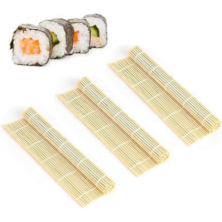 3 kpl Sushi-rullausmatto, 9,5x9,5 tuuman neliönmuotoinen sushi-rulla sushi-valmistukseen
