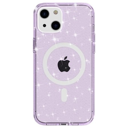 Glitter MagSafe Cover iPhone 14 Transparent Lilla