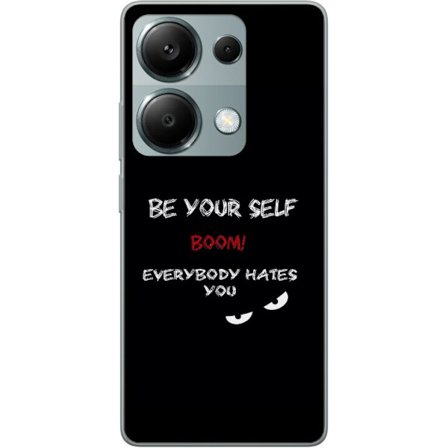 Yhteensopiva Puhelinkuori Xiaomi Redmi Note 13 Pro 4G Tumma minimalistinen tekstillustraatio ironisella viestillä ja uhkaavan silmien mustalla kontras