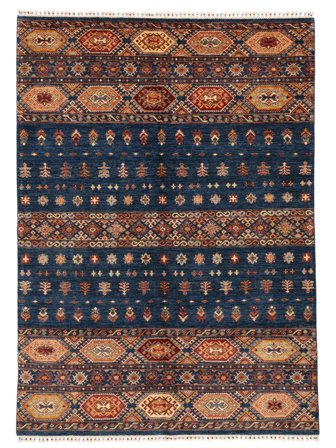 Handgeknoopt Shabargan Vloerkleed 180X254 Wol Zwart/Bruin