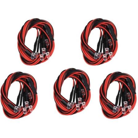 5 st 6 LED-lampor 5 mm 4 vita 2 röda för 1/8 1/10 Axial SCX10 TRX4 D90 Redcat RC-bil