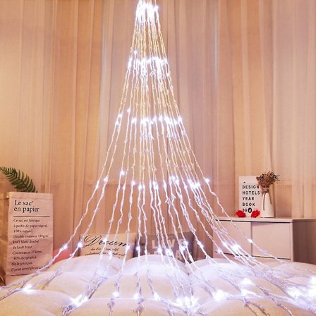 Juledekoration Havedekoration Led Lys Vægdekoration Stjerner Vandfald Lyskæder Eu 220v