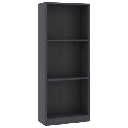 Vidaxl Bokhylla 3 Hyllor Grå 40x24x108 Cm Konstruerat Trä Grå