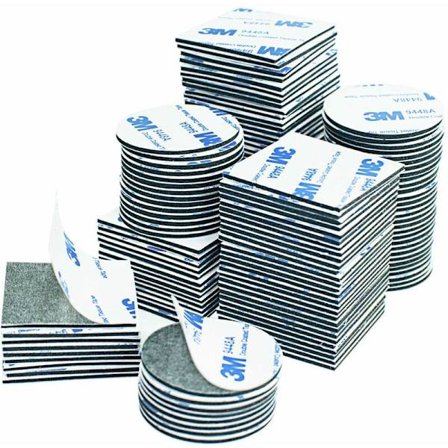 Pakke med 100 dobbeltsidige lim prikker, ekstra sterke sorte firkanter og runder, skum klistremerker, selvklebende klistremerker for å feste på vegger