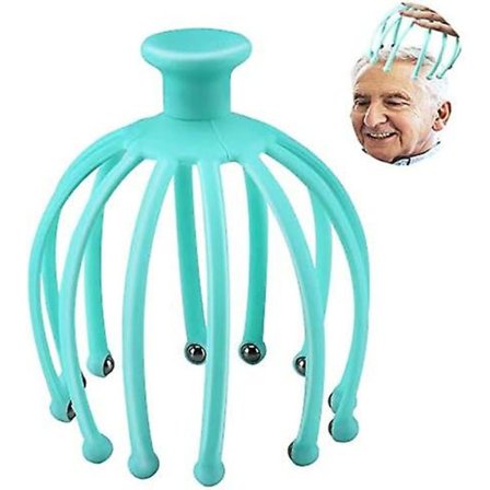 Huvudmassage för huvudvärk, avslappning av hårbotten, 12 rullkulor, klor, huvudmassage, kliar (1 st blå)