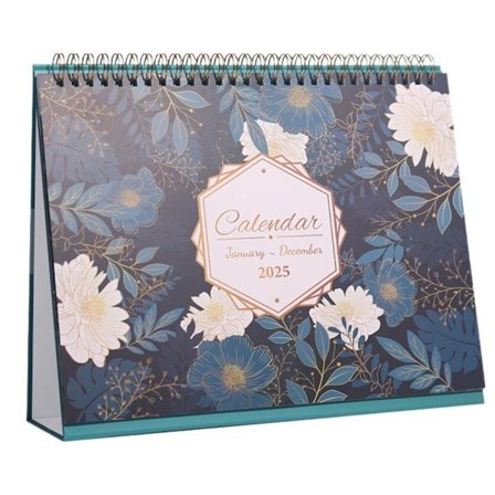 2025 Skrivebords Kalender - 2025 Stående Foldbar Skrivebords Kalender, Januar 2025-December 2025, Skrivebords Kalender, Linjerede Sider med Tykt Papir