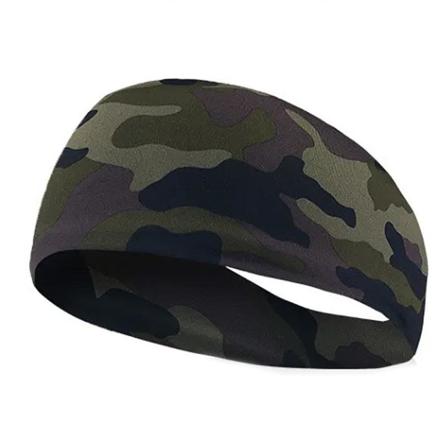 Elastisk pannebånd / svettebånd Sport Bredere - Velg farge DarkGreen Camo