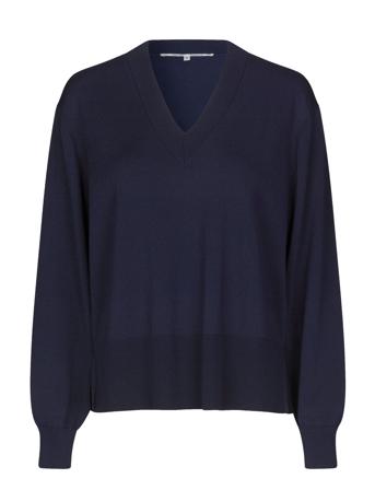Siva Knit V-Neck Tops Knitwear Jumpers Navy Second Female
