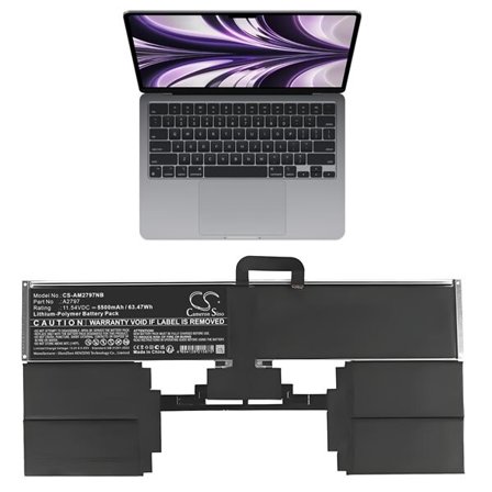 Batteri til bærbar PC for Apple A2941, MQKP3LL/A, MQKQ3LL/A og andre.