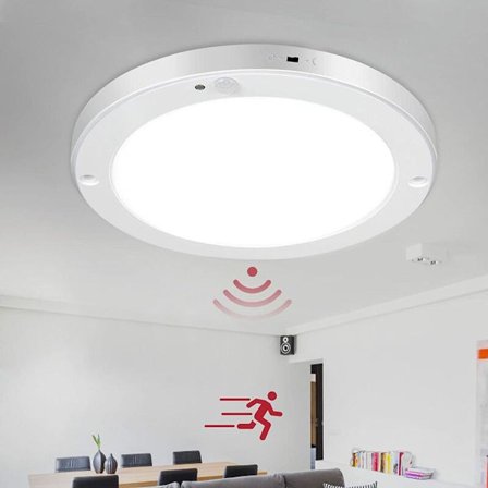 LED-taklampe, bevegelsessensor taklampe, 18W 1200LM 4000K hvit, 22cm, 2 moduser