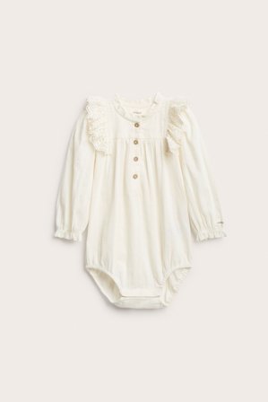 Newbie | Body med broderte volanger | Offwhite