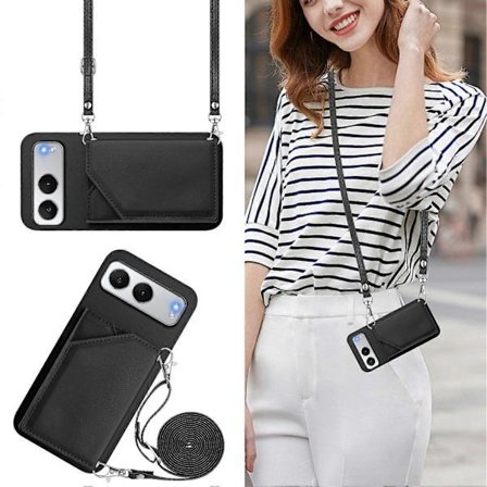 Iskunkestävä lompakkokotelo yhteensopiva OnePlus Nord 4:n kanssa Magneettisuljin Korttipaikat olkahihnalla yhteensopiva OnePlus Nord 4 Musta