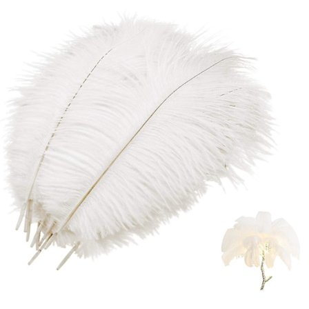 10 stk Naturlige Strudsefjer, Strudsefjer Kompatibel Med Bryllup Fest Festival Bord Midtpunkt Dekoration (hvid, 25-30cm)