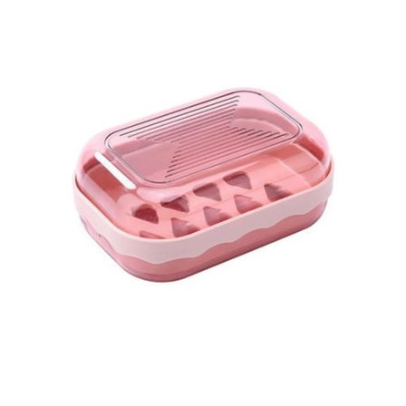 Sæt med 2 (rosa, benhvid) sæbeskåle i plast - Rejsesæbeskål Bærbar sæbeskål med låg Vandtæt sæbeskål i plast til badeværelse, rejser, camping