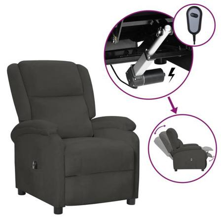 Vidaxl Elektrisk Reclinerfåtölj Mörkgrå Sammet Grå