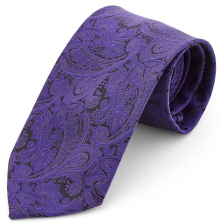 Cravate à motif cachemire mauve foncé - large pour hommes - Cravates à motif