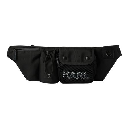 Karl Lagerfeld, Mesh Multi Pocket Bumbag Czarny, Mężczyzna, Rozmiar: ONE Size
