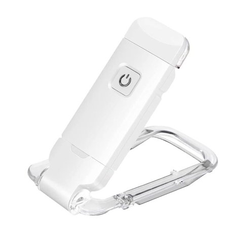Bærbar USB genopladelig LED boglampe med clips til læsning i sengen, justerbar lysstyrke, dæmpbar bogmærkelampe (hvid)