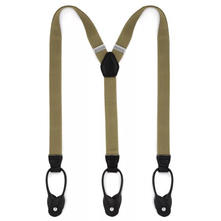 Wąskie oliwkowe szelki na guziki dla mężczyzn - Szelki na guziki