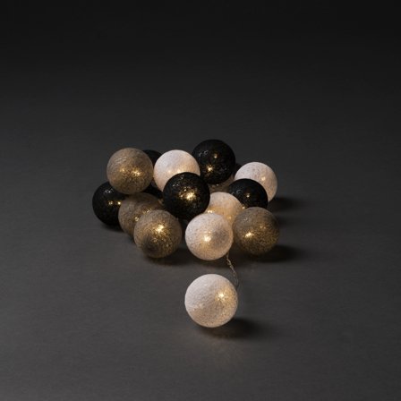 Konstsmide 3134-573 Lysslynge Garnkuler, hvit/grå/svart 16 stk, Belysning