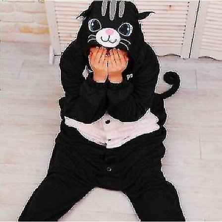 Halloween Unisex Onesie Kigurumi Fancy Dress Puku Hupparit Pyjamat Sleep Wear-9-1 - Perfet Black Cat