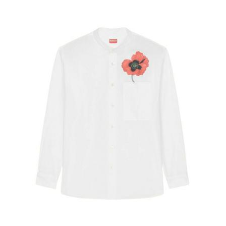 Kenzo, Poppy cotton shirt Wit, Heren, Maat:XS