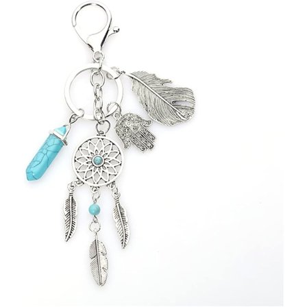 Drømmefanger nøglering boheme stil metal nøglering gave til piger kvinder par lyseblå