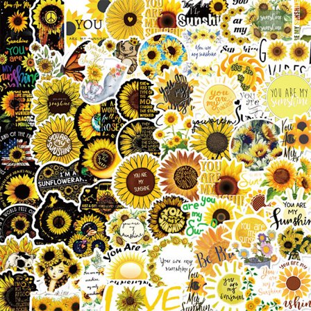 Solsikke-klistermærker | 100-pak | Søde, vandtætte, æstetiske, trendy S