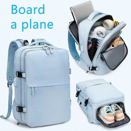 Rejsetaske til flykabinen til kvinder - Multifunktionel taske til håndbagage - Vandafvisende dagrygsæk - Letvægts rygsæk til bærbare computere