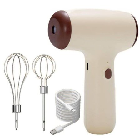 Bærbar trådløs elektrisk visp med USB-lading – liten håndholdt mikser for krem og baking_OF