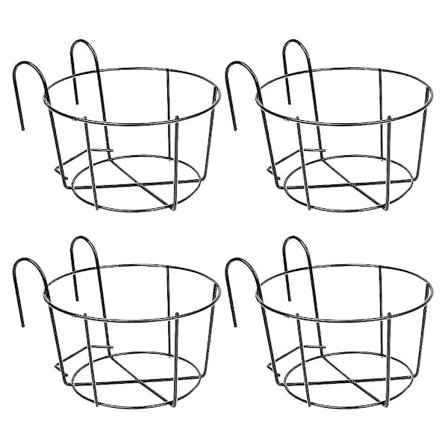 4 stk. Hengende Rekkverksplantekasser Blomsterpotteholdere Jernstativ Gjerde Metall Potteholder Montert Balkong
