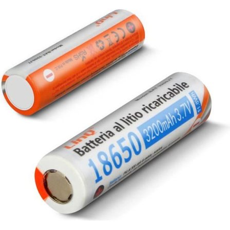 2 batterier 18650 Litium 3200mAh 3,7V Uppladdningsbart platt huvud 3200JT LinQ Orange