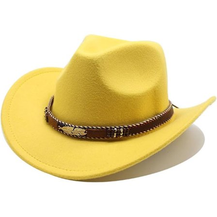 Cowboyhatte til kvinder, Western cowboyhatte til mænd, cowboyhatte med bred skygge og bælter, filthatte.