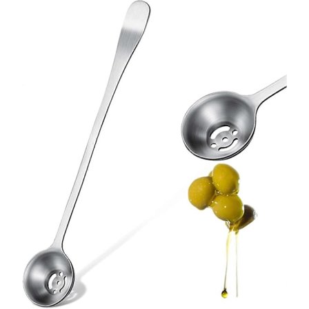 Oliivilusikka ruostumattomasta teräksestä, suolakurkkulusikka tyhjennysreiällä, reikäkauha, keittolusikat, purkkien tarjoiluvälineet
