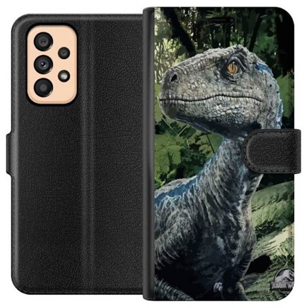 Yhteensopiva Lompakkokotelo Samsung Galaxy A53 5G Jurassic World dinosauri realistinen muotokuva viidakko ympäristössä yksityiskohtainen elokuvallinen