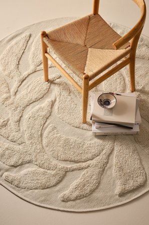 Jotex - Rundt Bomullsteppe ø 160 Cm Bomull Naturvit ORTA - Kjøp Bomulls- & filleryer hos Jotex