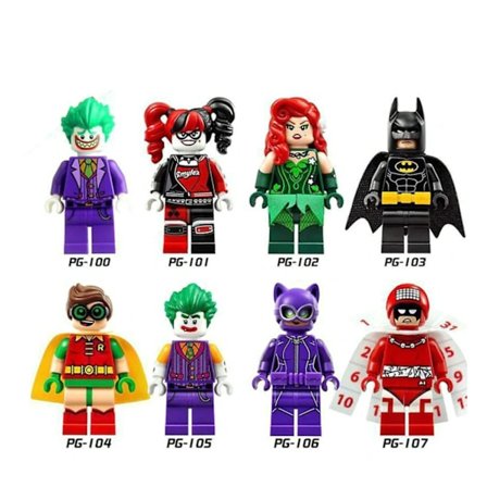 8 stk/sett Superhelt Serie Actionfigurer Byggeklosser Klovn Batman Harley Quinn Montering Minifigurer Samlemodell Leker Barn Fans Gave