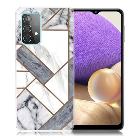 Marble Samsung Galaxy A32 5G Etui - Grå / White Marble Tile