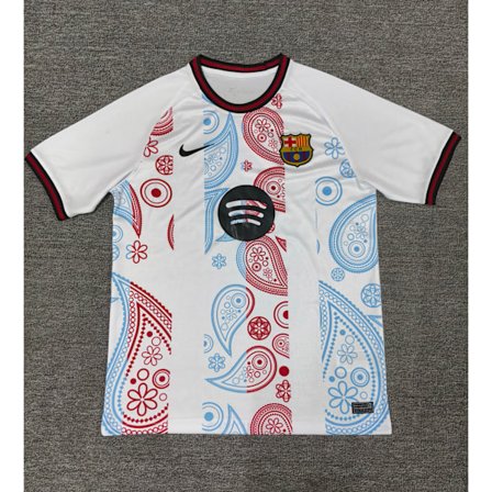 24-25 FC Barcelona Special Edition Drakter Hvit Marineblå Fotball T-skjorte S-2XL