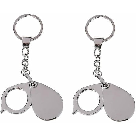 2-pak Mini Foldbar Forstørrelsesglas med nøglering, 8x Øjne Glas Forstørrelsesglas Metal