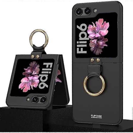 For Samsung Galaxy Z Flip 6 Deksel med Ringholder, Ultra Slim Minimalistisk Ring Anti-Fall Telefondeksel For Samsung Z Flip 6